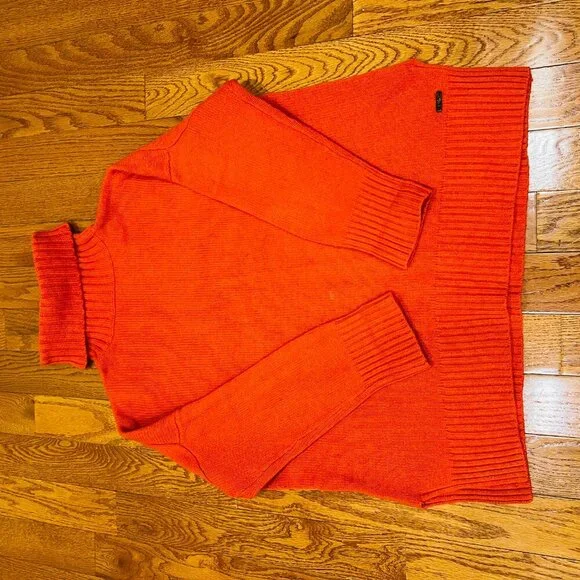 Vintager Polo Ralph Lauren Cashmere Blend Orange Turtleneck Sweater Size S - Picture 6 of 16